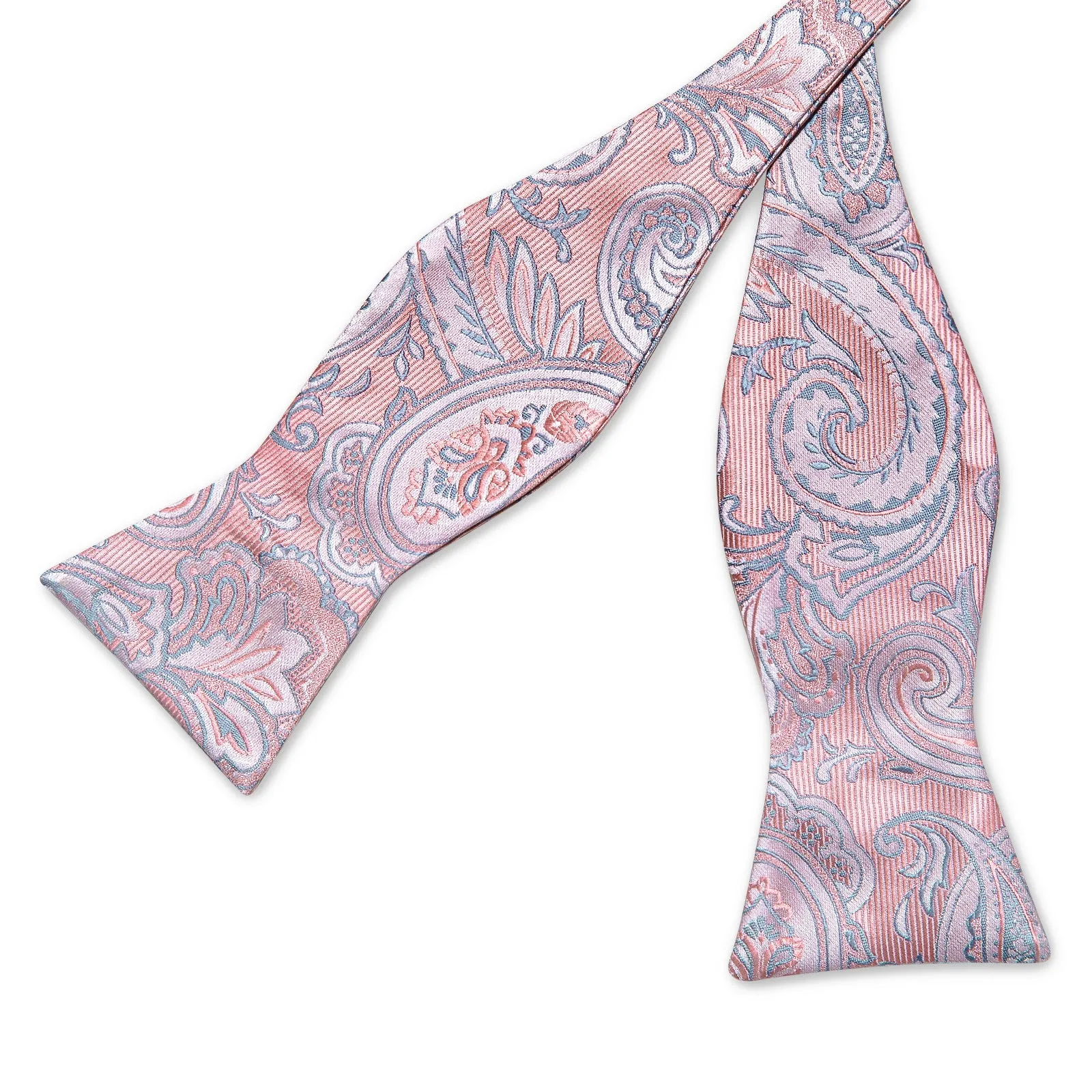 Light Pink Blue Paisley Self-tied Bow Tie Pocket Square Cufflinks Set sold by Ties2You product image thumbnail 3