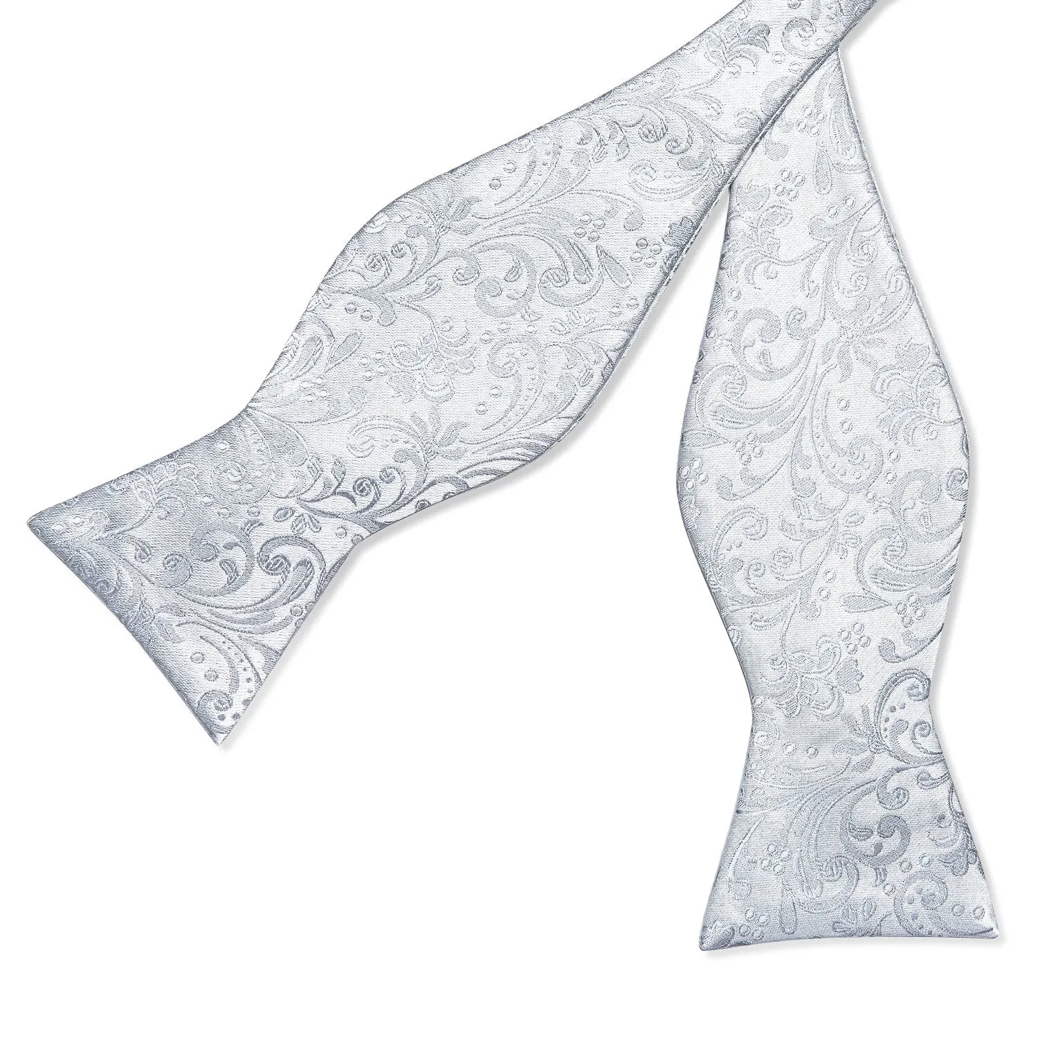 Silver Paisley Self-tied Bow Tie Pocket Square Cufflinks Set with Lapel Pin sold by Ties2You product image thumbnail 4