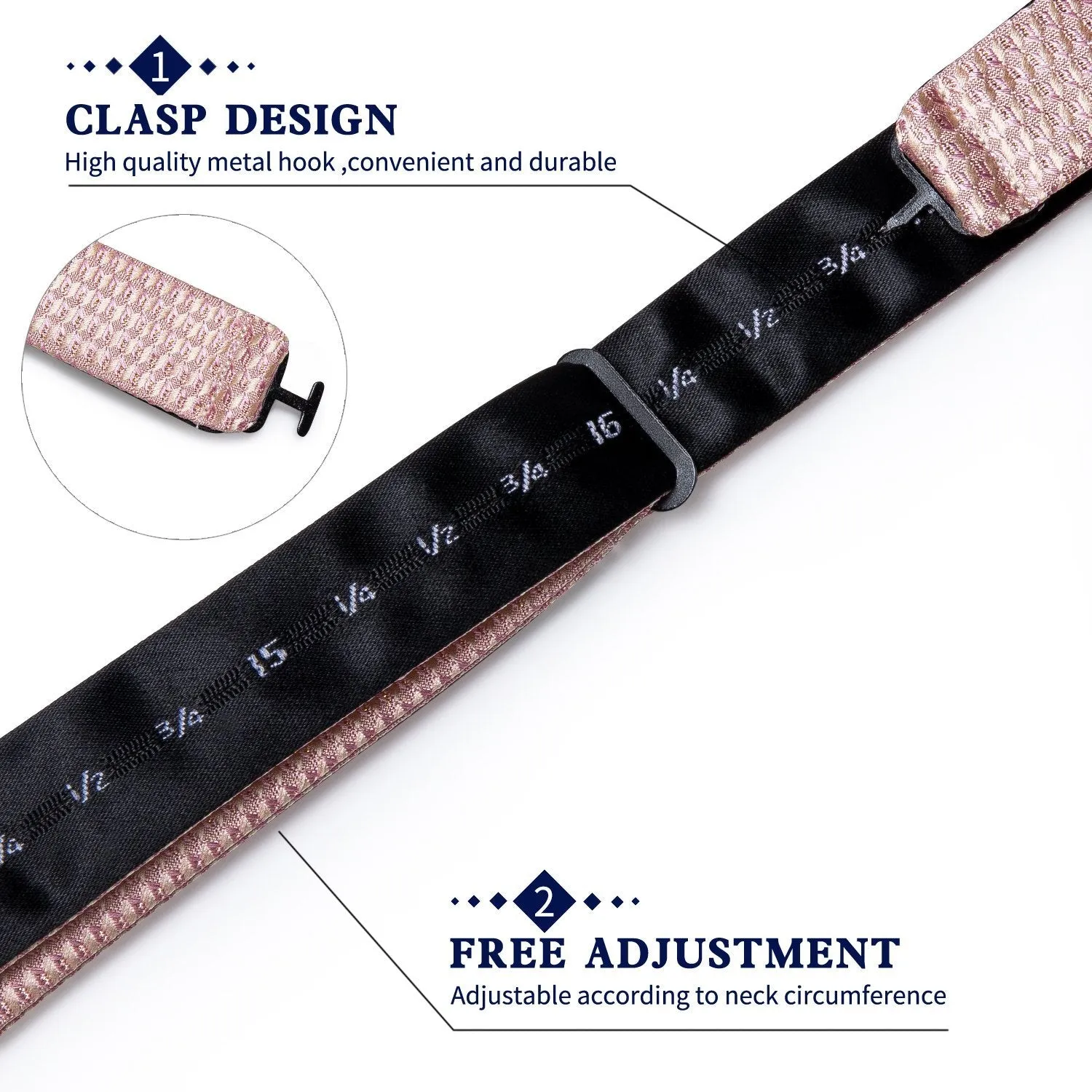 Pink Plaid Self-Bowtie Pocket Square Cufflinks Set with Lapel Pin sold by Ties2You product image thumbnail 5