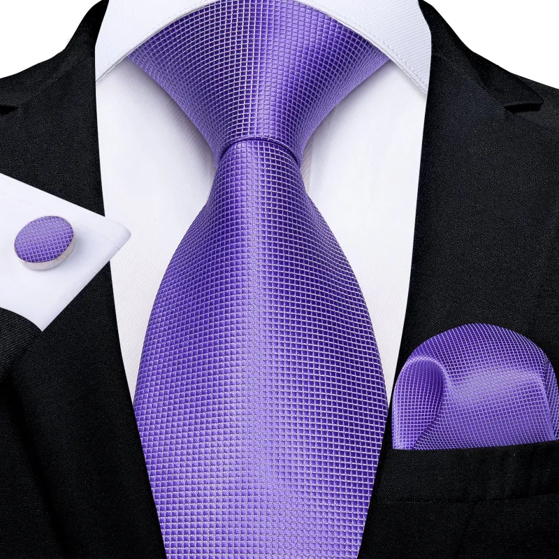 Purple Plaid Necktie Pocket Square Cufflinks Set sold by Ties2You