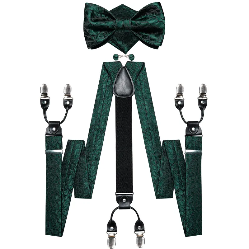 Green Novelty Y Back Brace Clip-on Men's Suspender with Bow Tie Set sold by Ties2You
