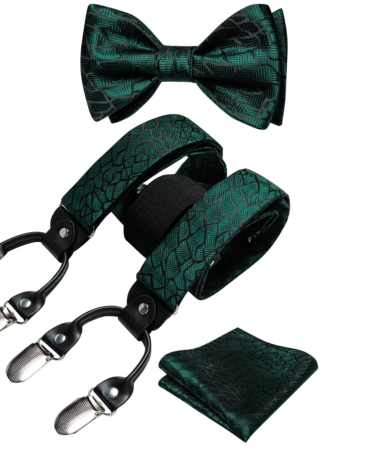 Green Novelty Y Back Brace Clip-on Men's Suspender with Bow Tie Set sold by Ties2You product image thumbnail 3