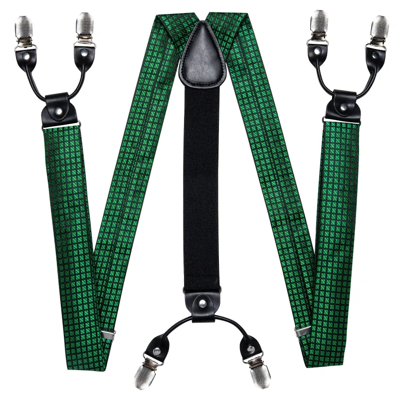Green Plaid Y Back Brace Clip-on Men's Suspender with Bow Tie Set sold by Ties2You