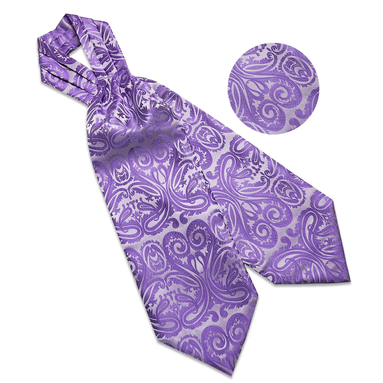 Silver Purple Paisley Ascot Cravat Tie Pocket Square Cufflinks Set sold by Ties2You product image thumbnail 4