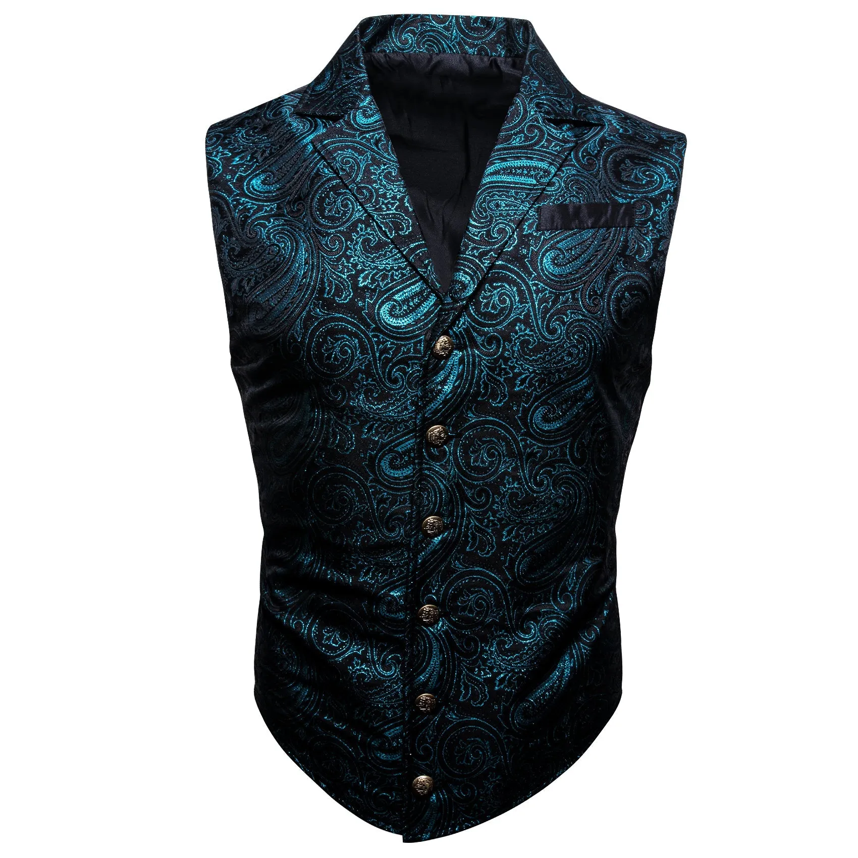 Black Blue Paisley Jacquard Men's Collar Victorian Suit Vest sold by Ties2You product image thumbnail 2