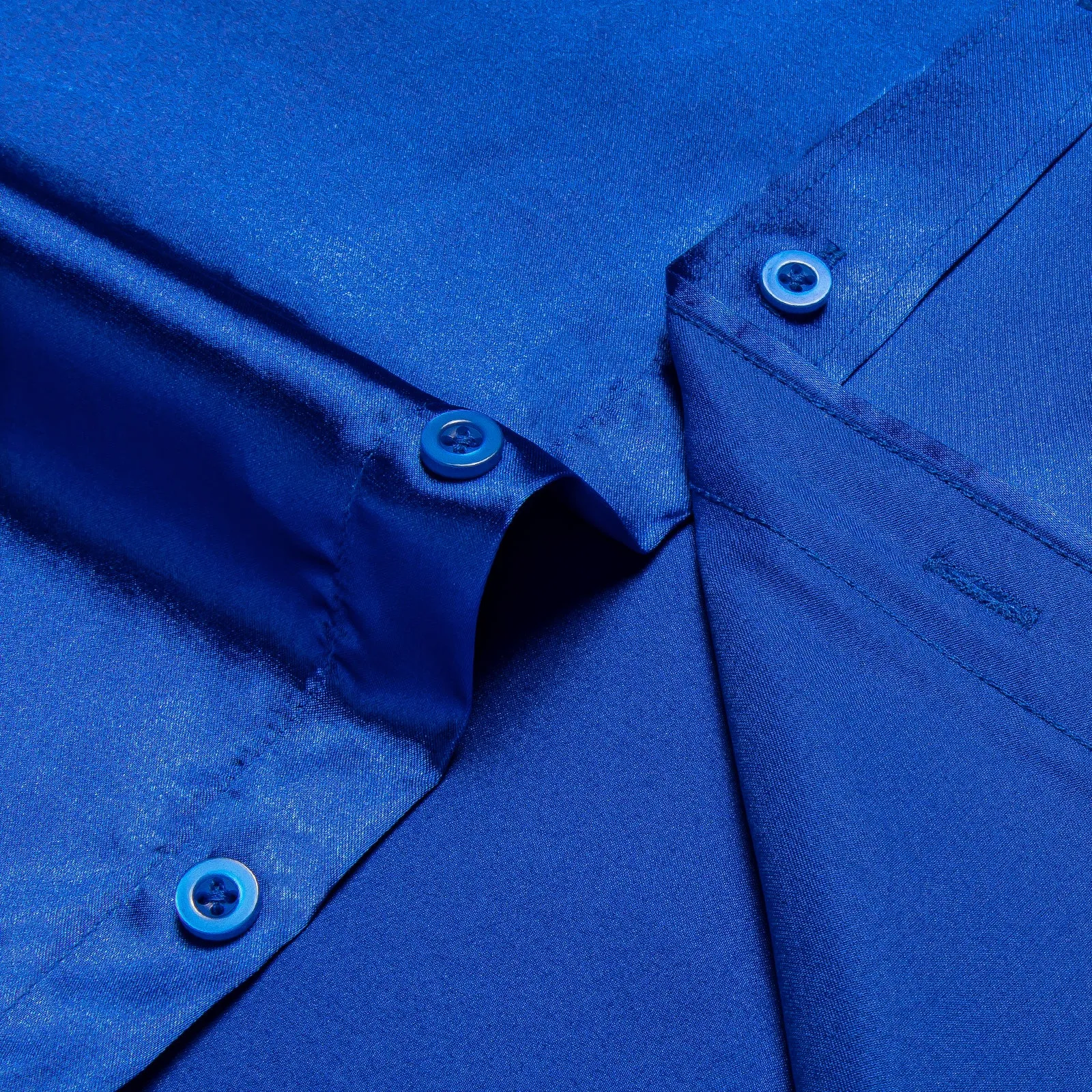 Splicing Style Royal Blue with Blue Paisley Edge Men's Solid Long Sleeve Shirt sold by Ties2You product image thumbnail 5