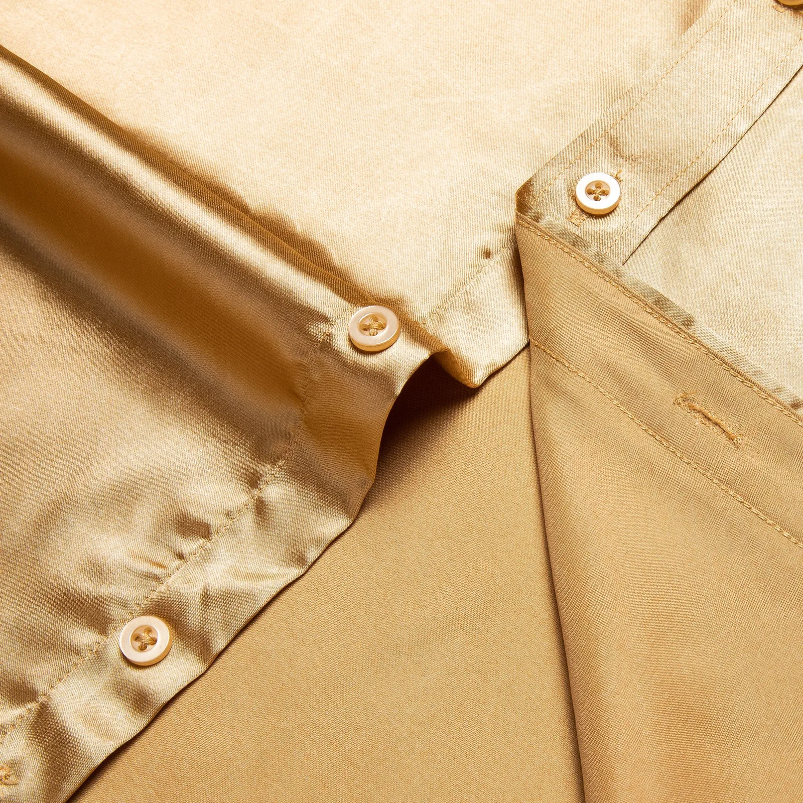 Splicing Style Champagne Yellow with Black Paisley Edge Men's Solid Long Sleeve Shirt sold by Ties2You product image thumbnail 5