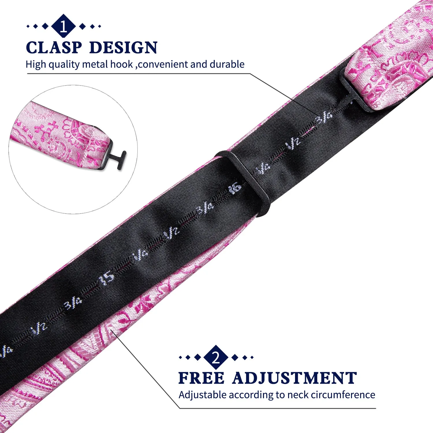 White Pink Paisley Self-tied Bow Tie Hanky Cufflinks Set sold by Ties2You product image thumbnail 5