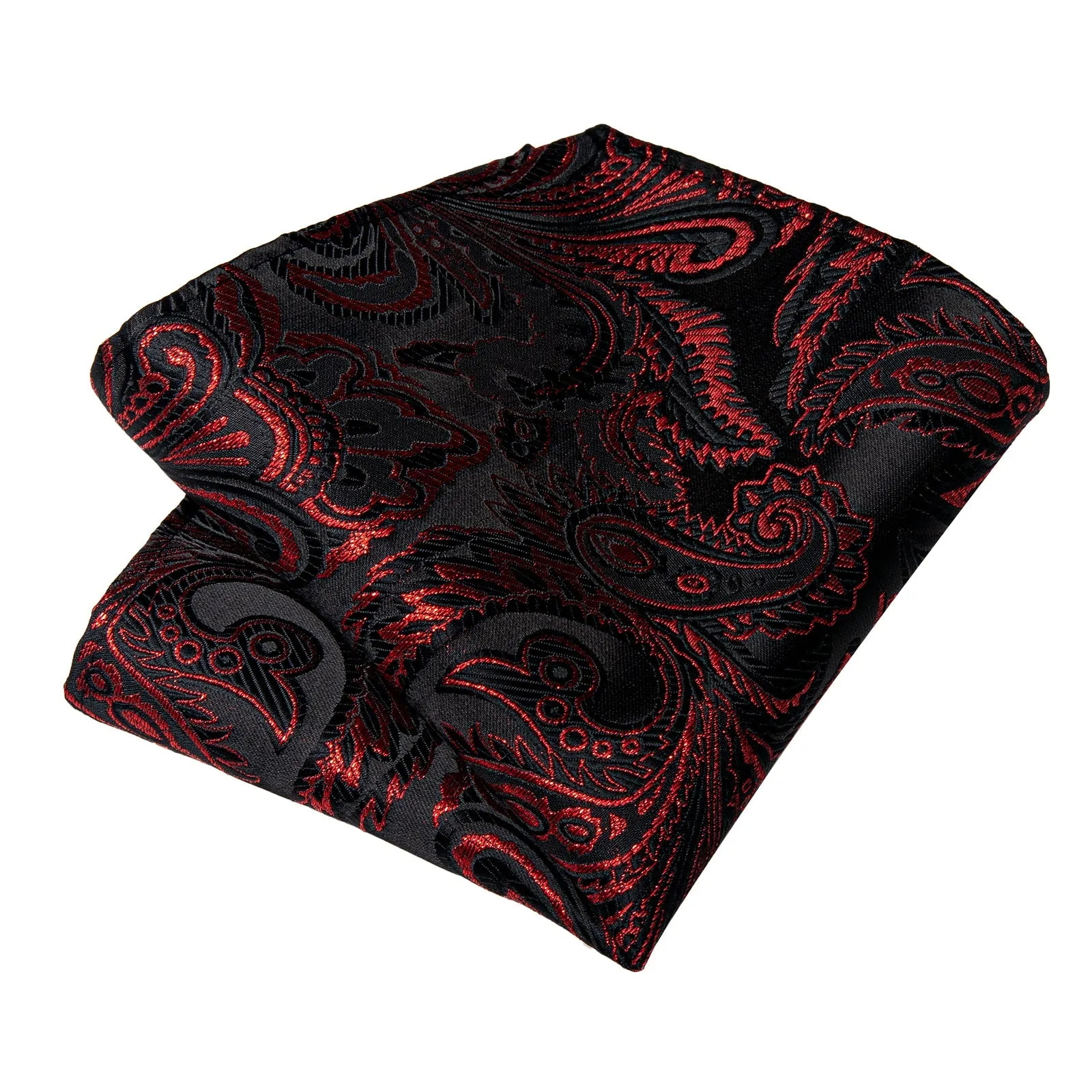 Classy Black Red Paisley Men's Tie Pocket Square Cufflinks Set sold by Ties2You product image thumbnail 4