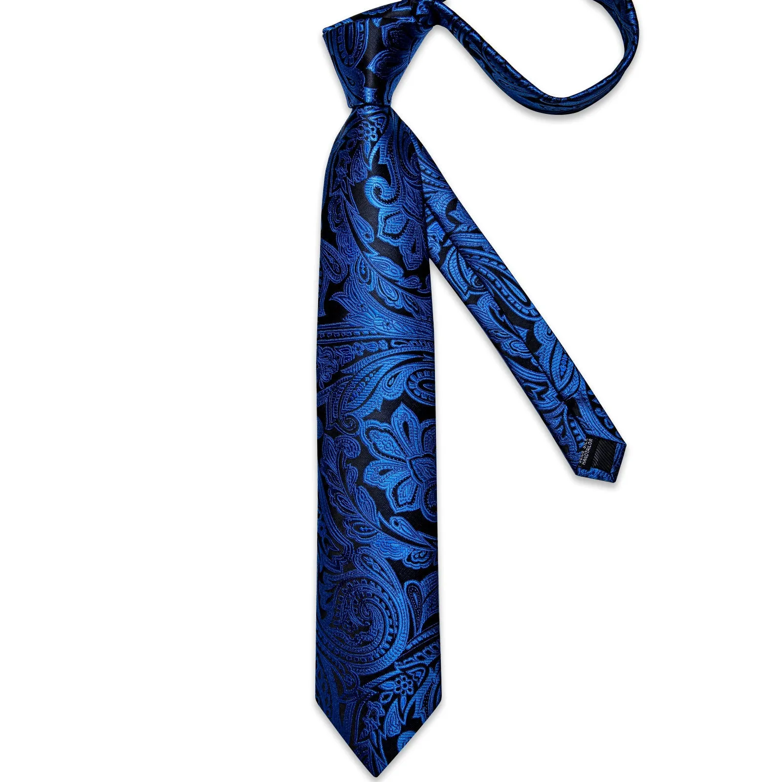 Blue Floral Silk Men's Tie Pocket Square Cufflinks Set sold by Ties2You product image thumbnail 4