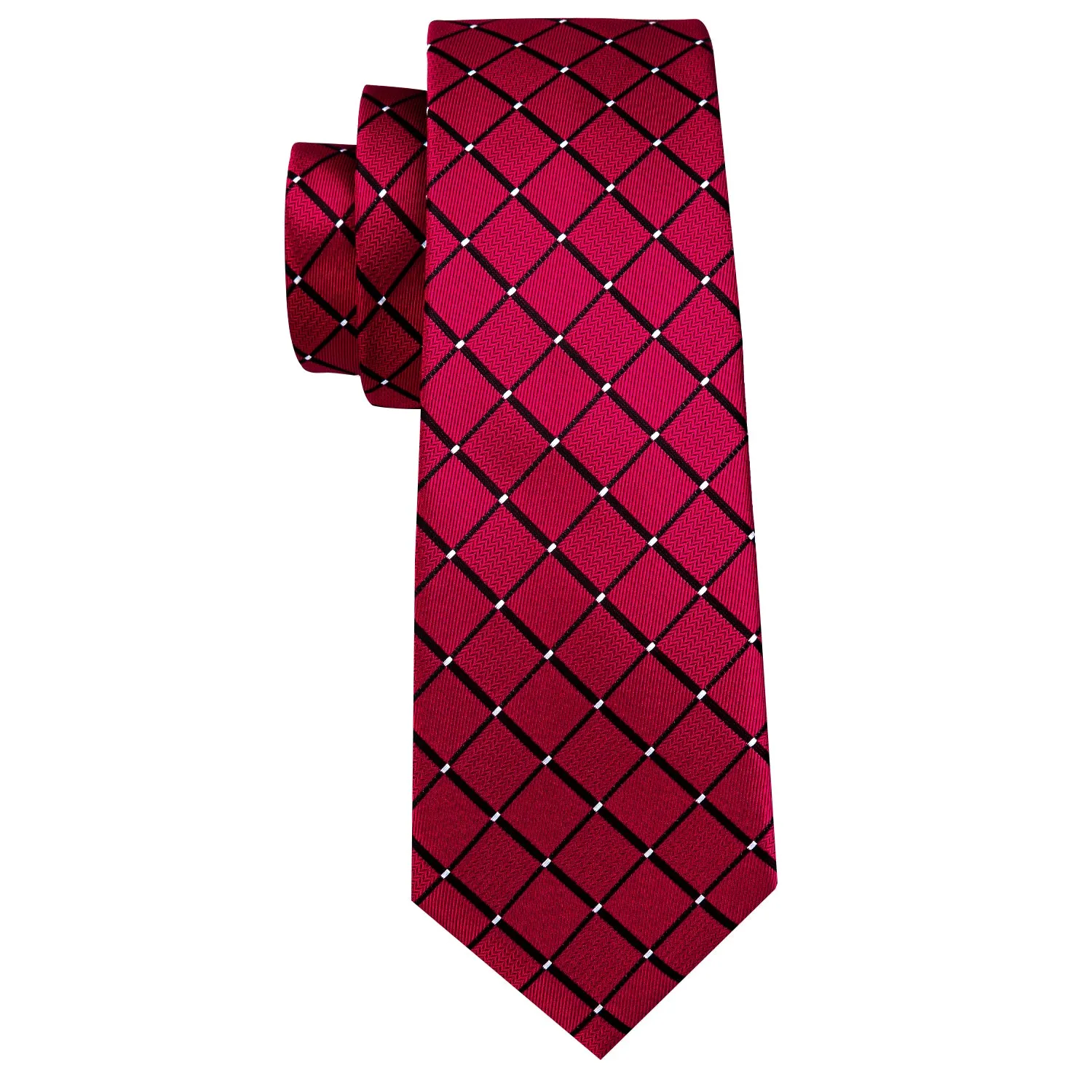 Red Black Plaid Men's Tie Pocket Square Cufflinks Set sold by Ties2You product image thumbnail 4