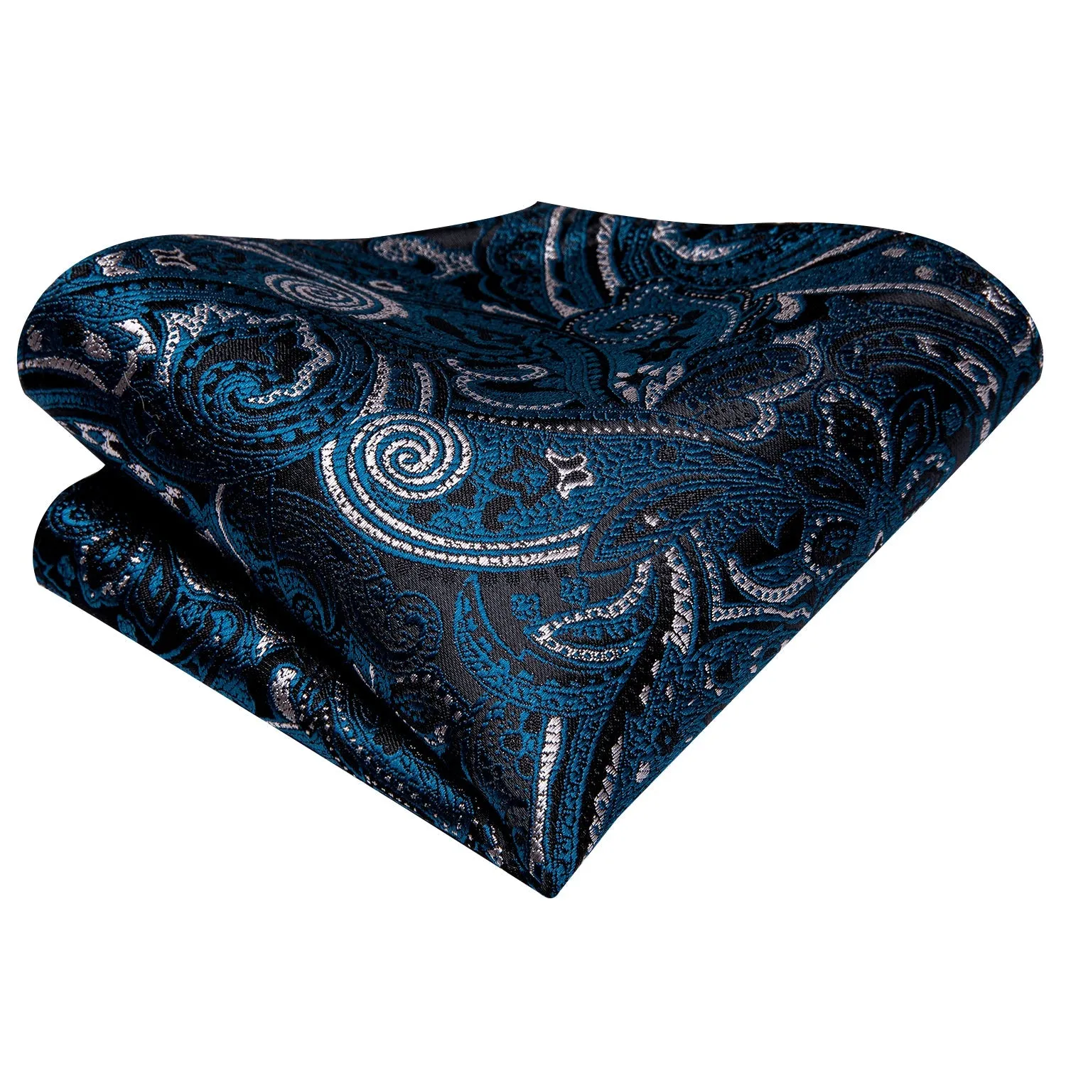 Black Blue Floral Tie Pocket Square Cufflinks Set sold by Ties2You product image thumbnail 5