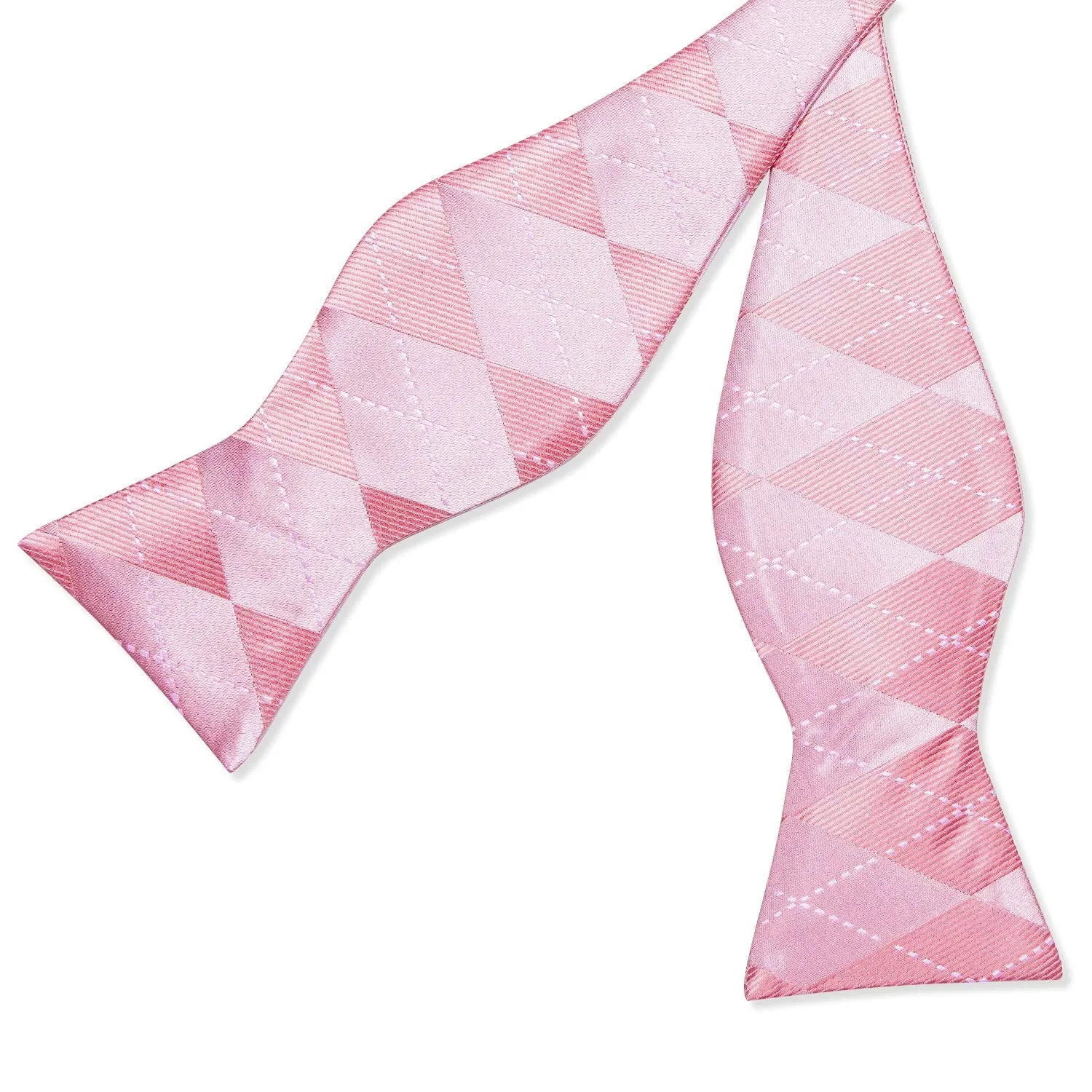 Pink Plaid Self-tied Bow Tie Hanky Cufflinks Set sold by Ties2You product image thumbnail 3