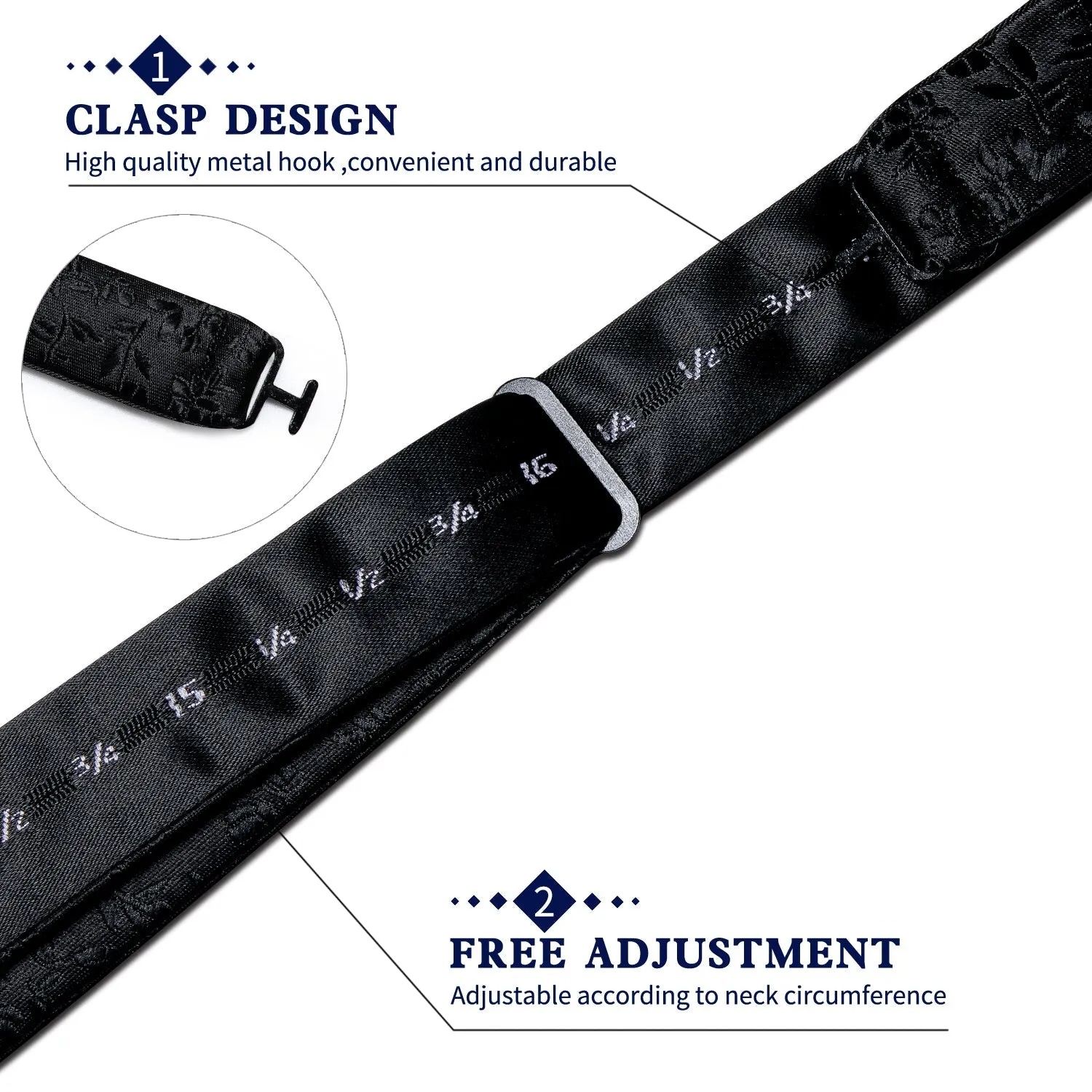 Black Paisley Self-tied Bow Tie Pocket Square Cufflinks Set sold by Ties2You product image thumbnail 5