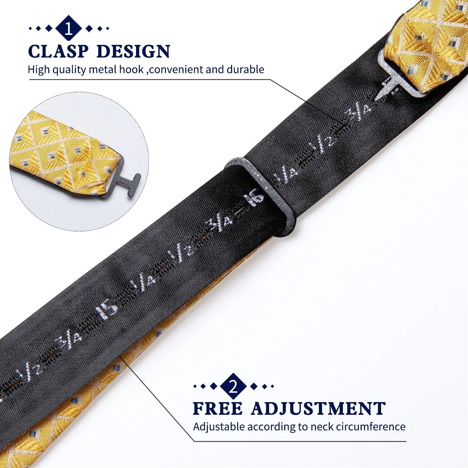 Yellow Blue Dots Silk Self-tied Bow Tie Pocket Square Cufflinks Set sold by Ties2You product image thumbnail 5