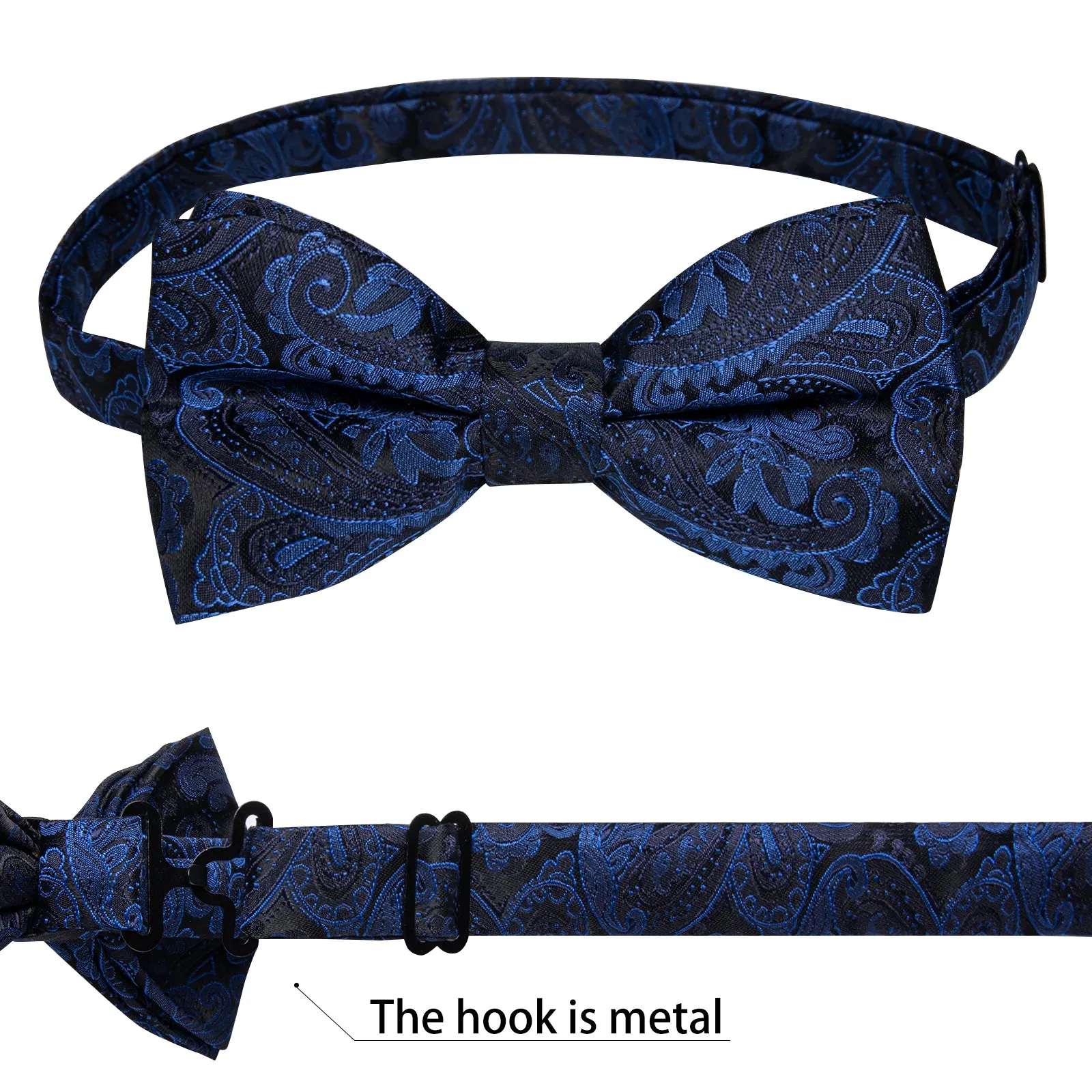 Blue Floral Silk Pre-tied Bow Tie Hanky Cufflinks Set sold by Ties2You product image thumbnail 5