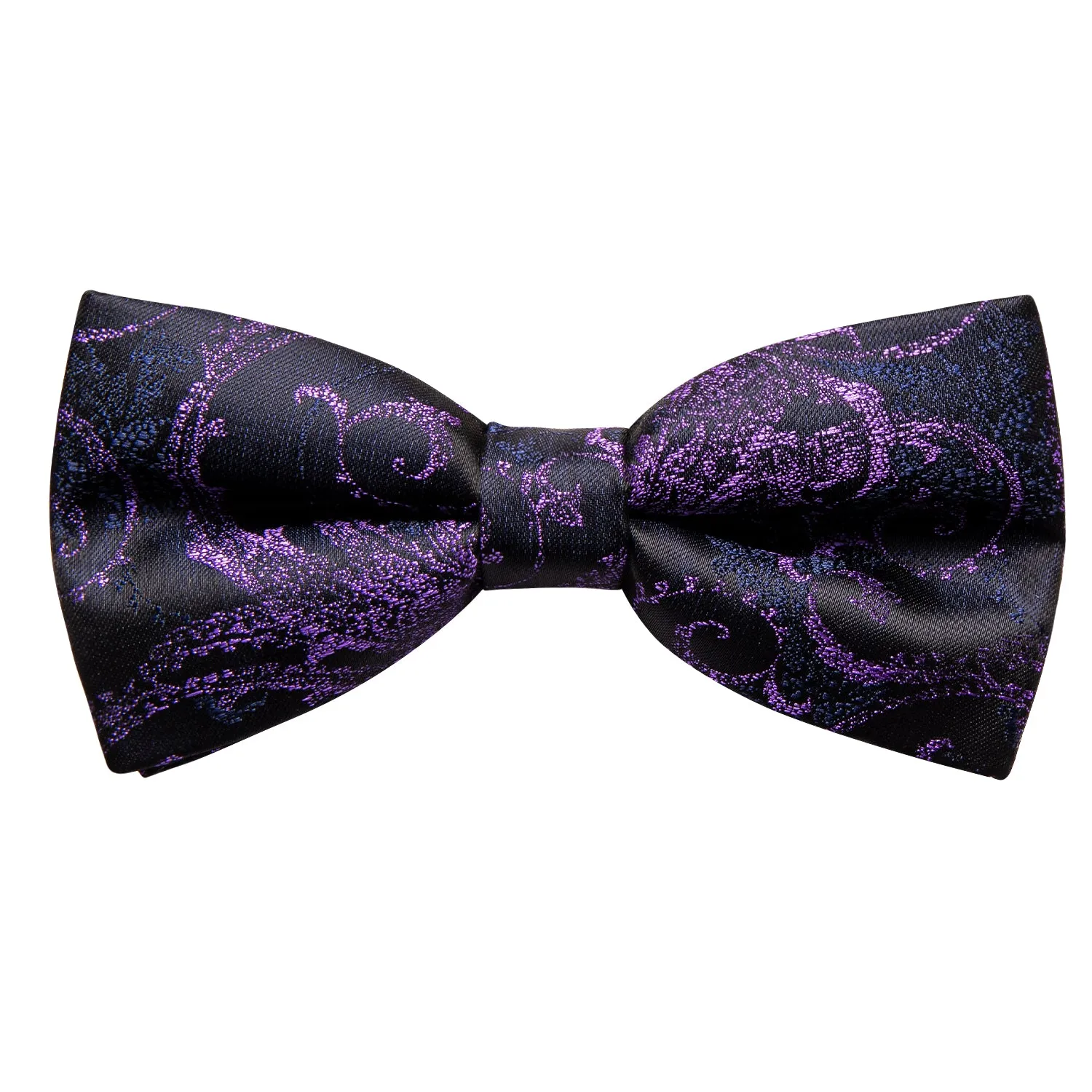 Black Purple Blue Paisley Pre-tied Bow Tie Hanky Cufflinks Set sold by Ties2You product image thumbnail 5