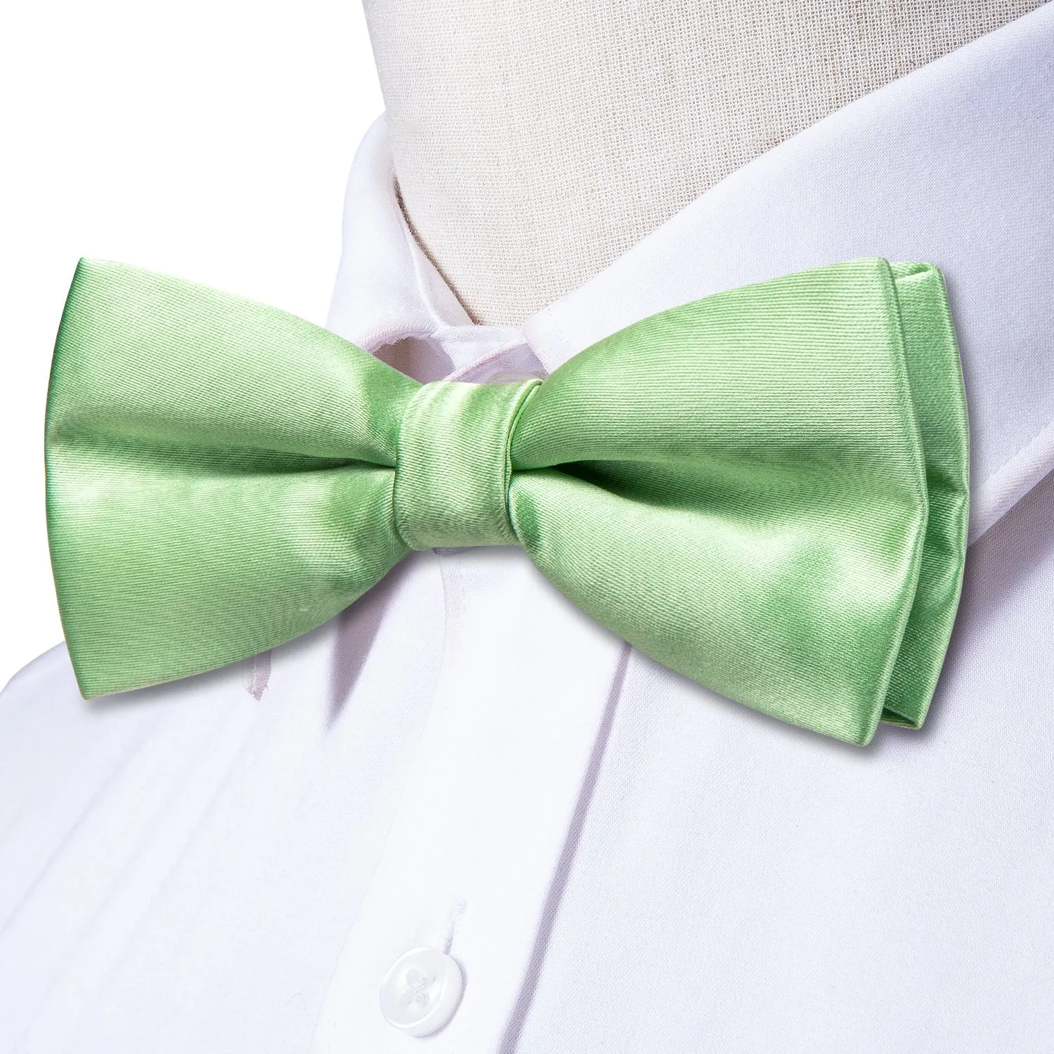 Grass Green Solid Pre-tied Bow Tie Hanky Cufflinks Set sold by Ties2You product image thumbnail 3