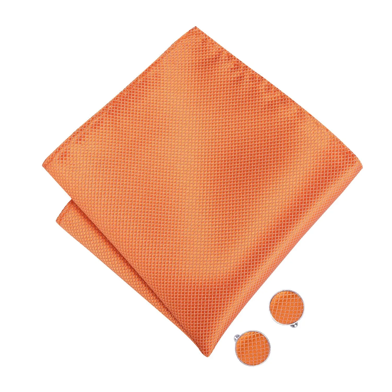 Solid Orange Pre-tied Bow Tie Hanky Cufflinks Set sold by Ties2You product image thumbnail 5
