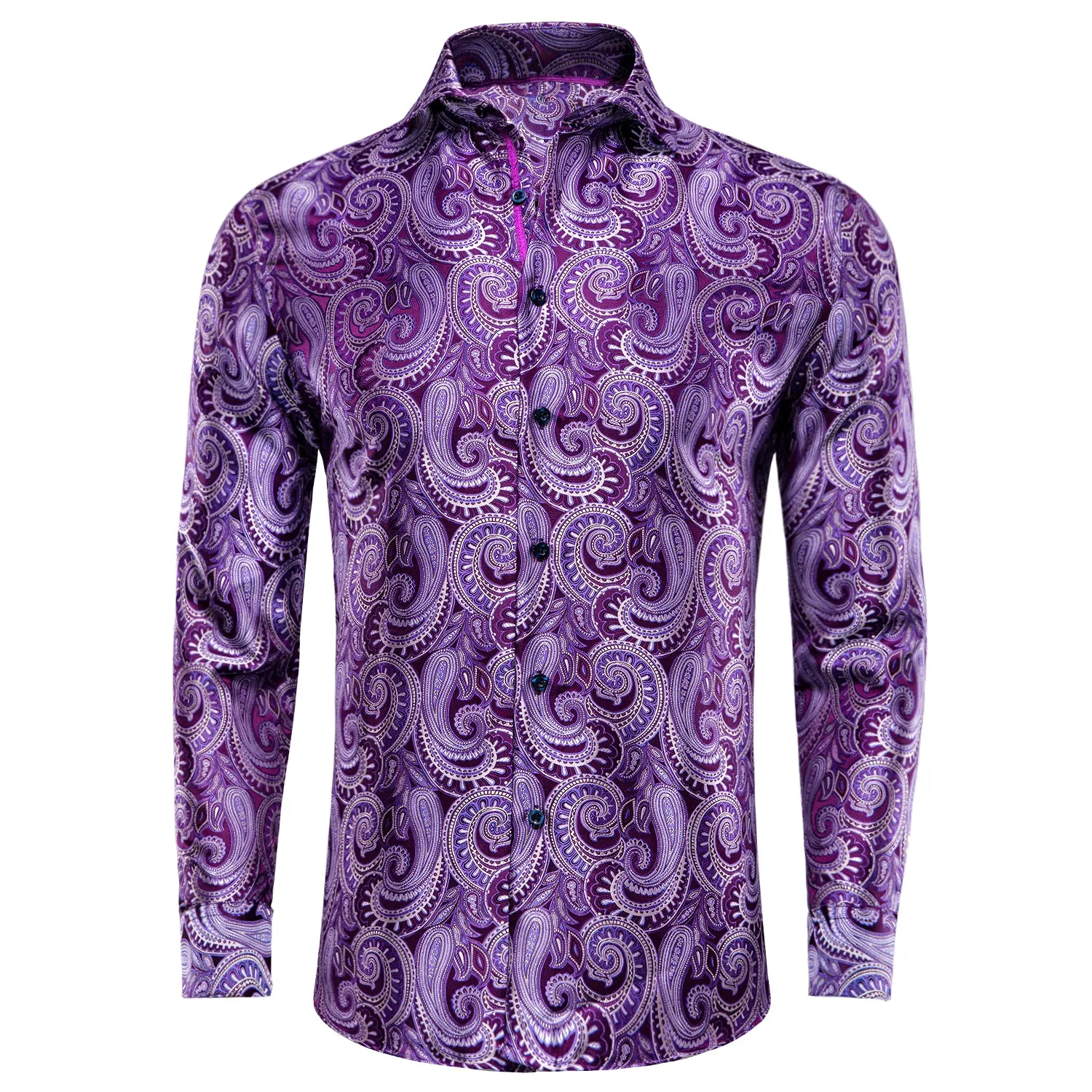 Ties2you Mens Purple Dress Shirt 70s Disco Paisley Shirt Button Down Long Sleeve Tops sold by Ties2You product image thumbnail 3
