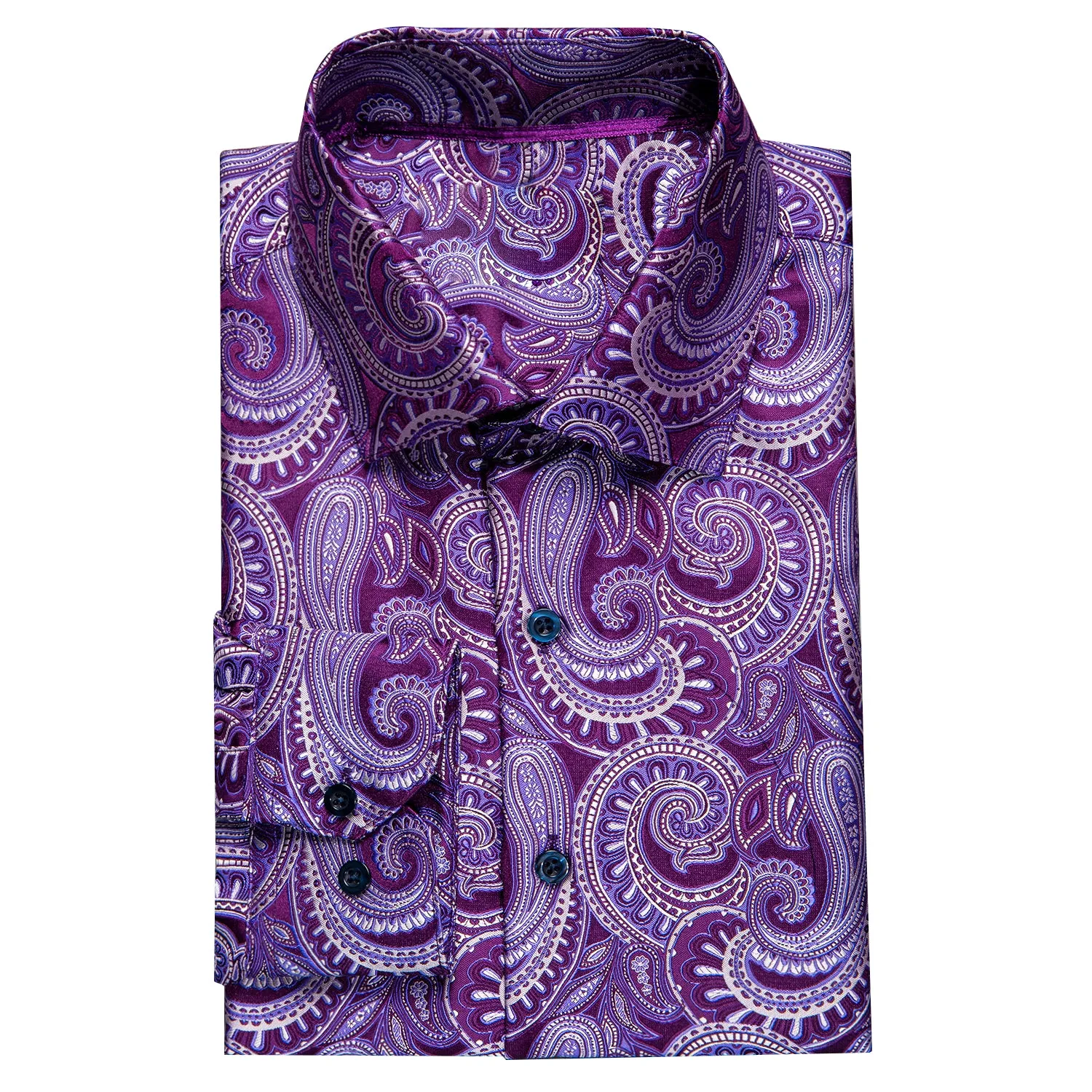 Ties2you Mens Purple Dress Shirt 70s Disco Paisley Shirt Button Down Long Sleeve Tops sold by Ties2You product image thumbnail 2