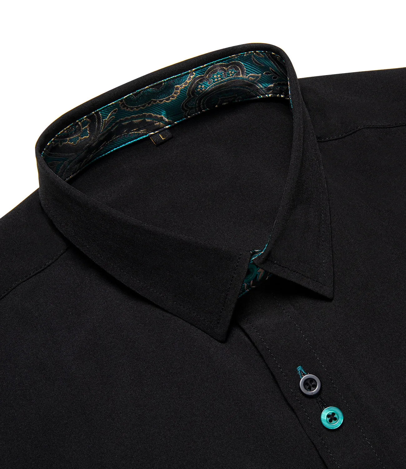 Splicing Style Black with Blue Paisley Edge Men's Long Sleeve Shirt sold by Ties2You product image thumbnail 4