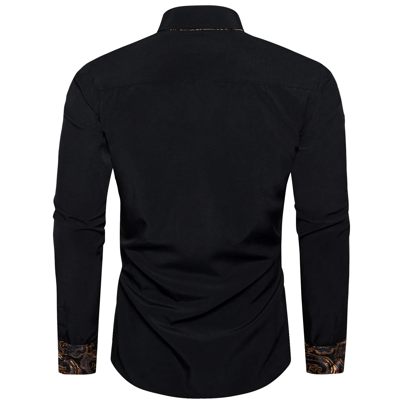 Splicing Style Black with Golden Paisley Edge Men's Long Sleeve Shirt sold by Ties2You product image thumbnail 2