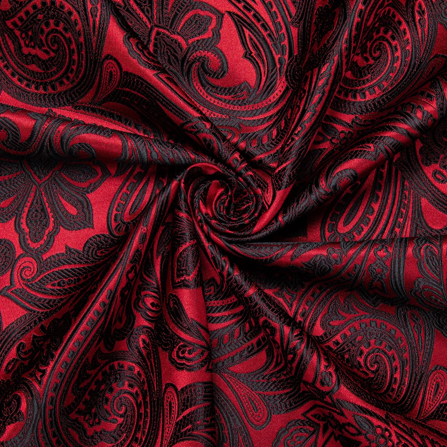 Ties2you Burgundy Paisley Dress Shirt Mens Silk Casual Long Sleeve Button Down Shirt sold by Ties2You product image thumbnail 5