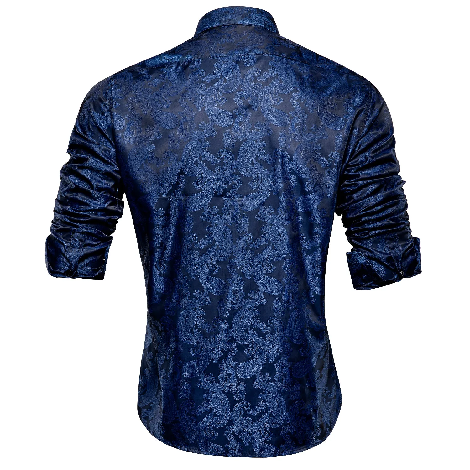 Dark Blue Paisley Men's Long Sleeve Shirt sold by Ties2You product image thumbnail 3