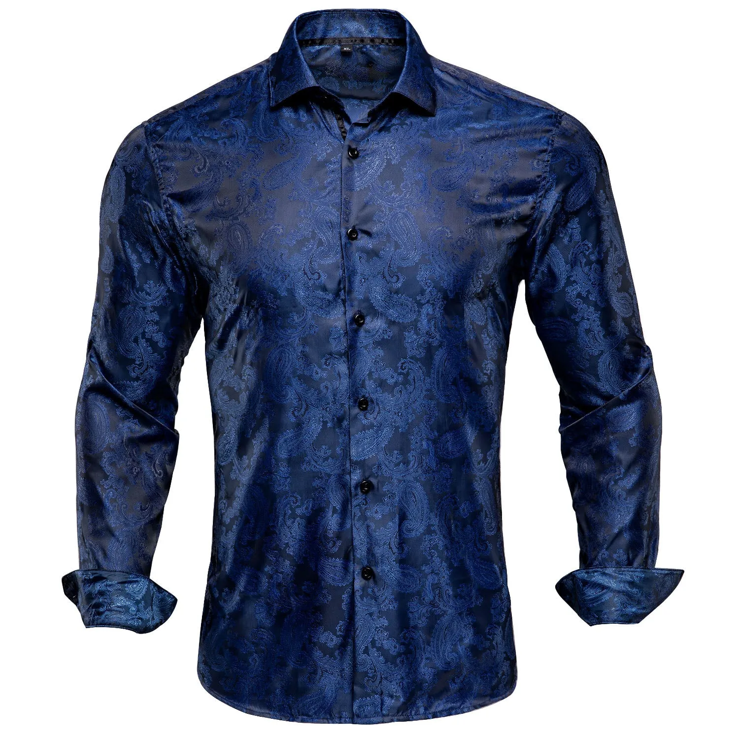 Dark Blue Paisley Men's Long Sleeve Shirt sold by Ties2You