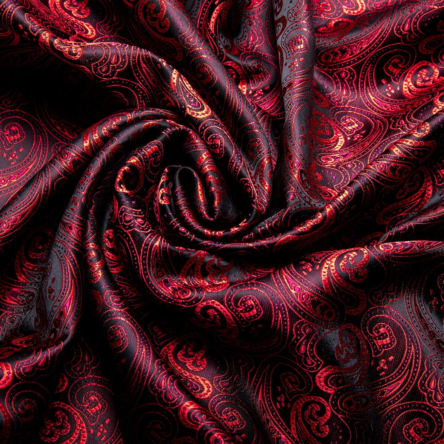 Red Black Paisley Silk Men's Long Sleeve Shirt sold by Ties2You product image thumbnail 4