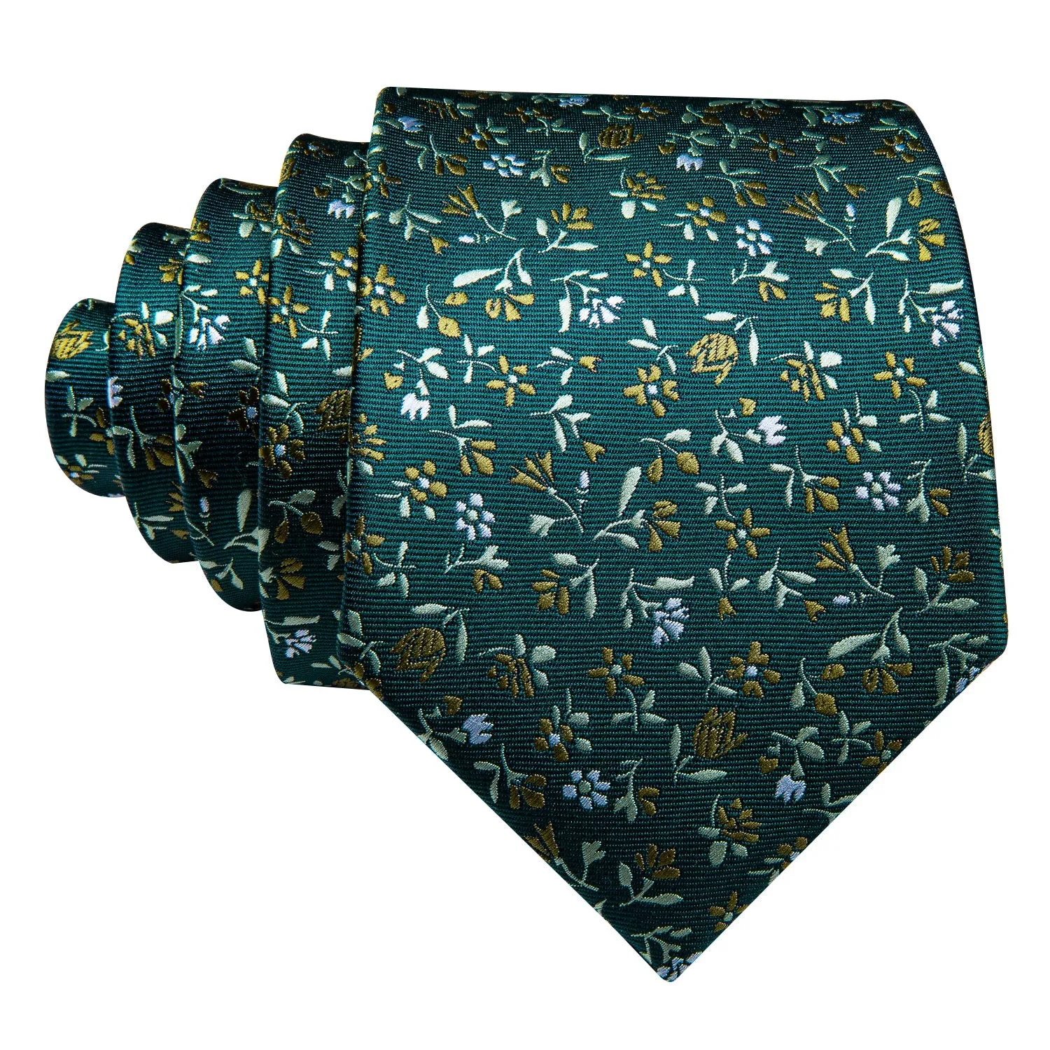 Green Small Floral Tie Pocket Square Cufflinks Set sold by Ties2You product image thumbnail 3