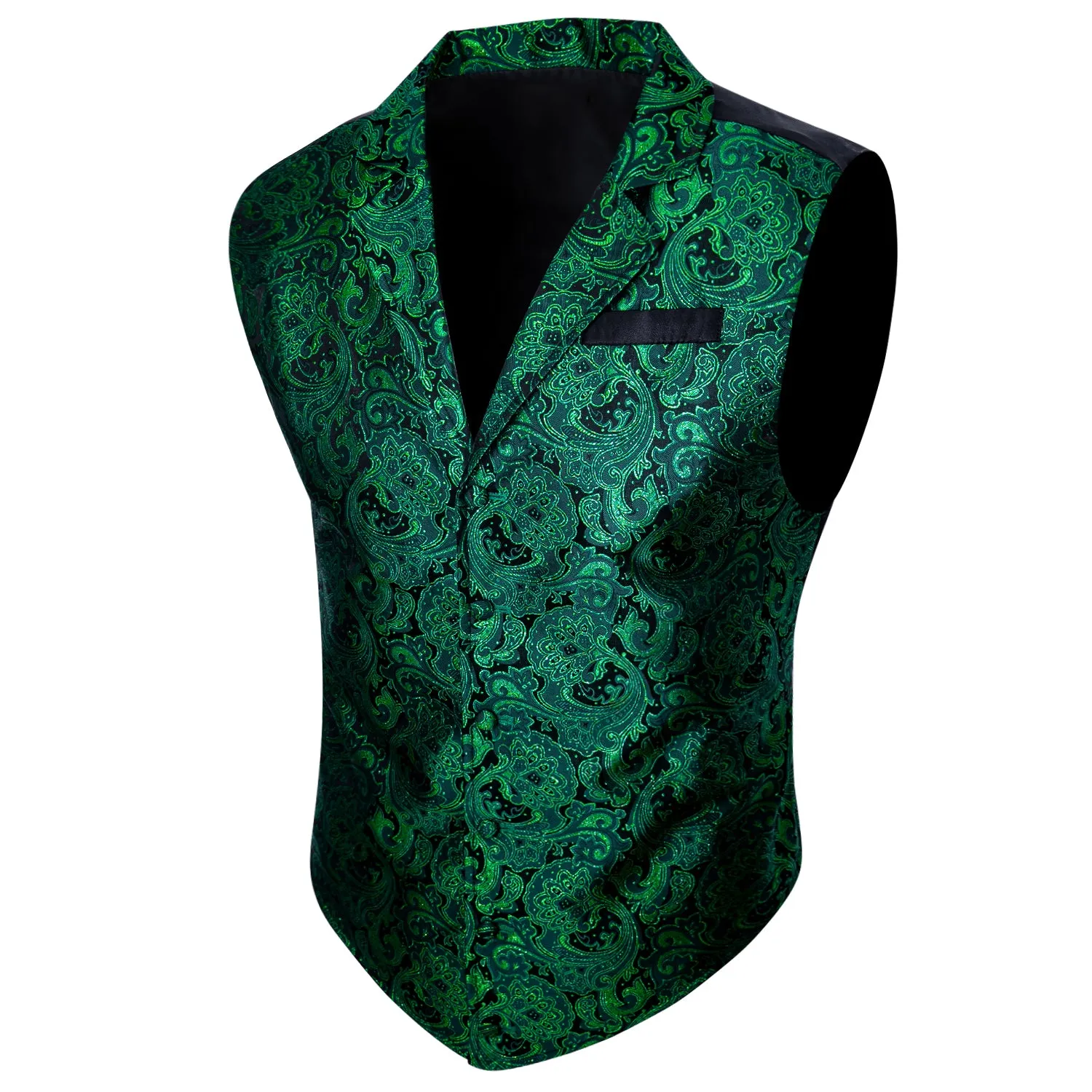 Green Paisley Jacquard Men's Collar Victorian Suit Vest sold by Ties2You