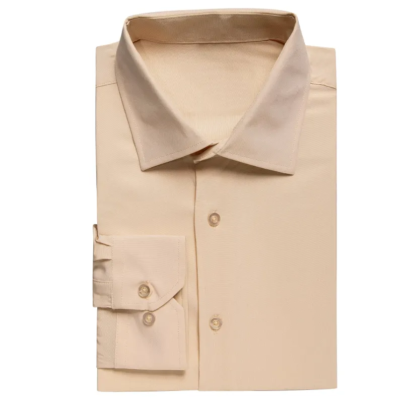 Khaki Yellow Solid Men's Long Sleeve Shirt sold by Ties2You