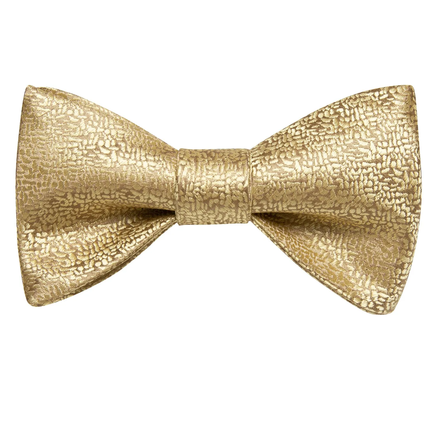 Golden Solid Self-tied Bow Tie Pocket Square Cufflinks Set sold by Ties2You product image thumbnail 4