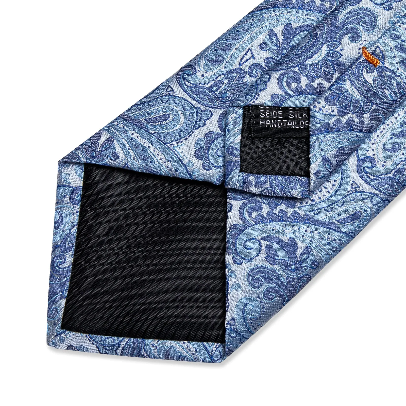 Silver Blue Paisley Necktie Pocket Square Cufflinks Set sold by Ties2You product image thumbnail 4