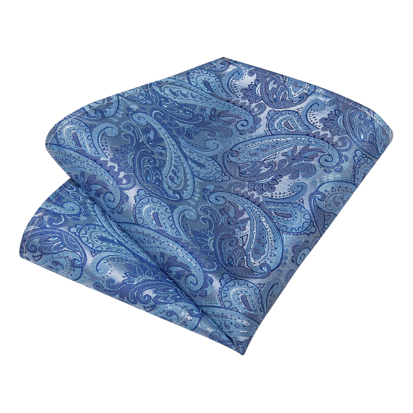 Silver Blue Paisley Necktie Pocket Square Cufflinks Set sold by Ties2You product image thumbnail 3