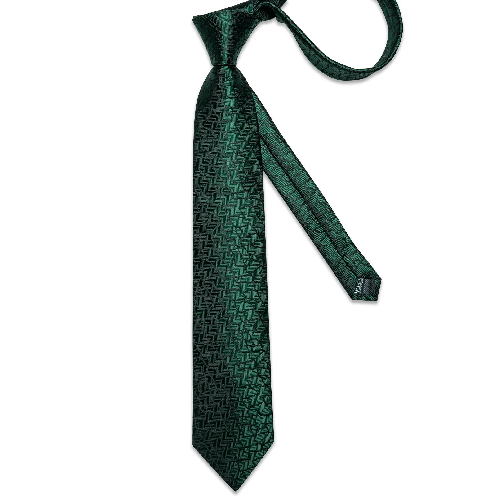 Dark Green Crack Novelty Necktie Pocket Square Cufflinks Set sold by Ties2You product image thumbnail 5