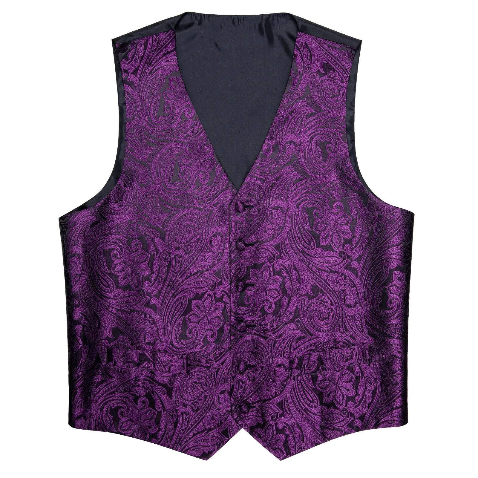 Dark Purple Paisley Men's Vest Tie Hanky Cufflinks Set Waistcoat Suit Set sold by Ties2You product image thumbnail 4