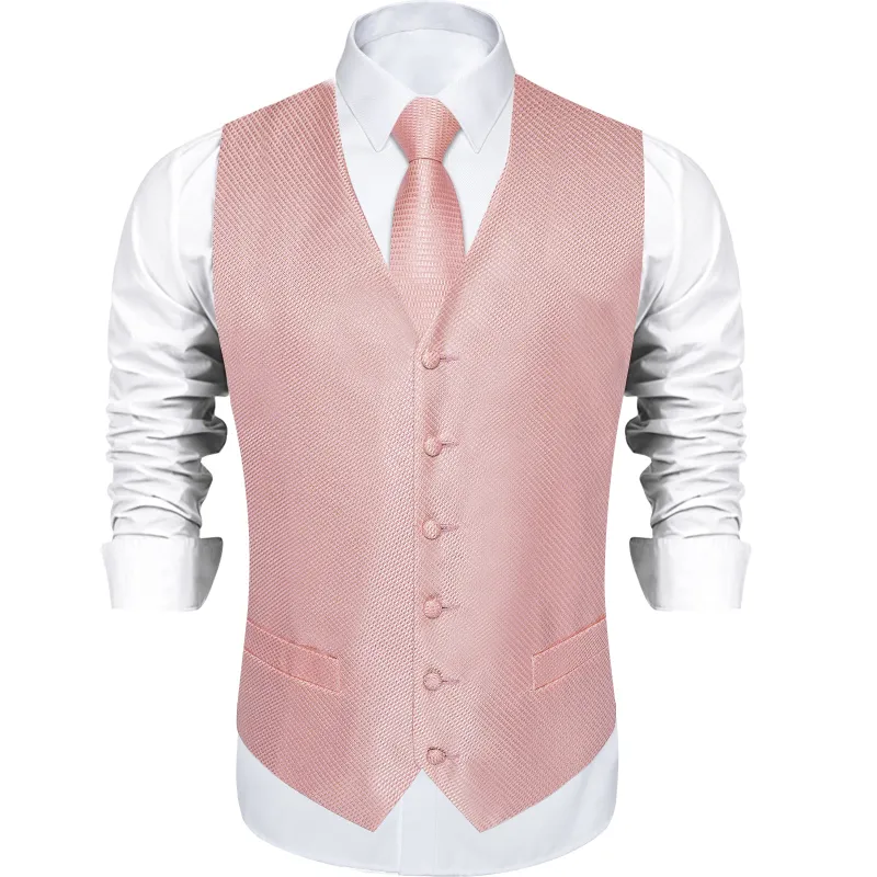Ties2you Pink Vest for Mens Polka Dot Vest Tie Hanky Cufflinks Set Waistcoat Suit Set sold by Ties2You