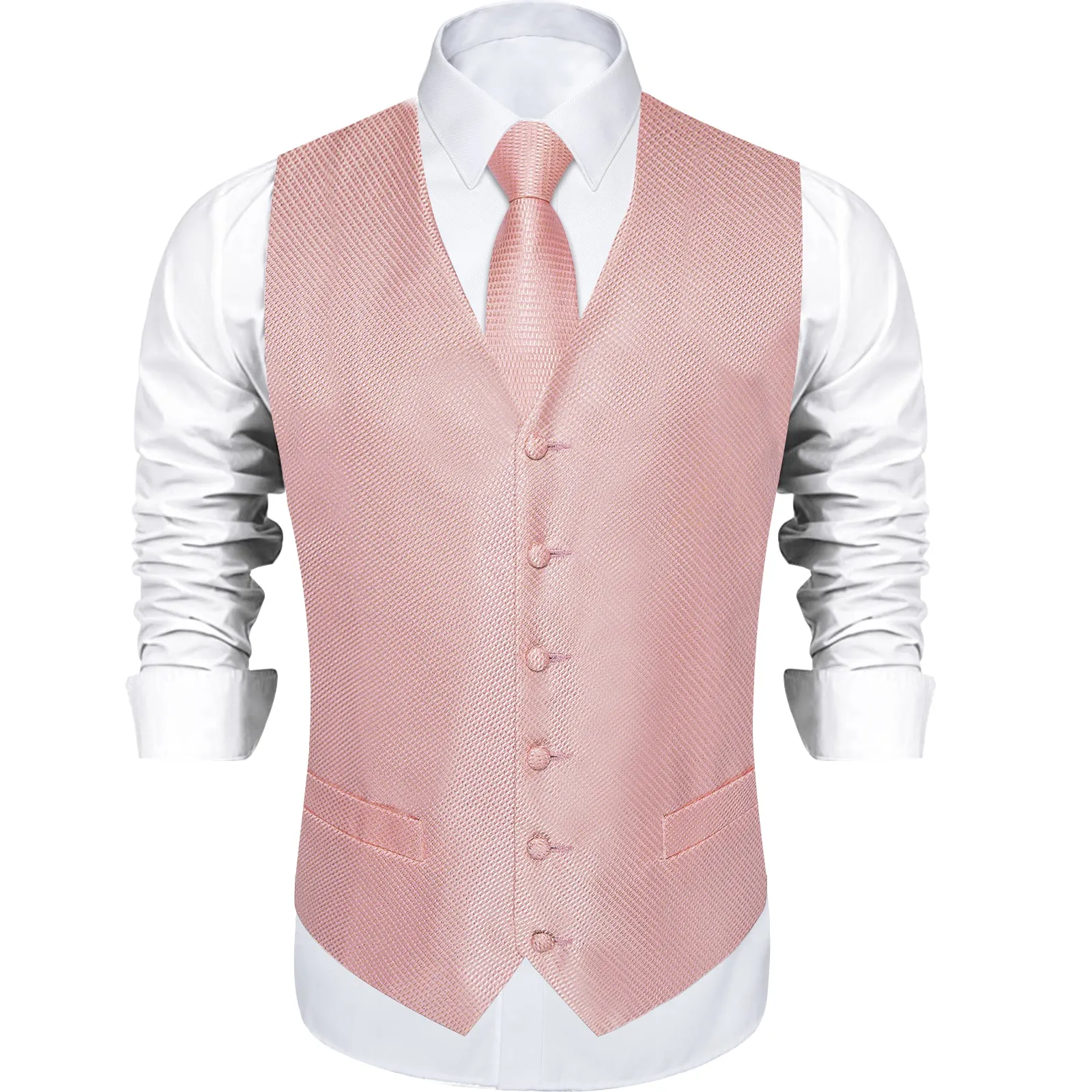 Ties2you Pink Vest for Mens Polka Dot Vest Tie Hanky Cufflinks Set Waistcoat Suit Set sold by Ties2You
