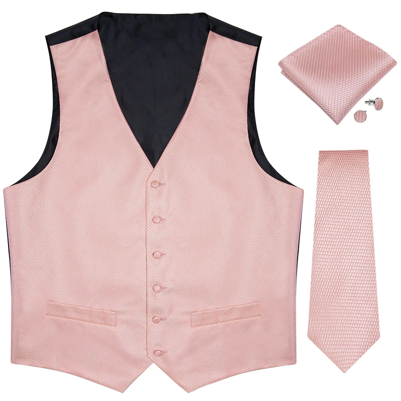Ties2you Pink Vest for Mens Polka Dot Vest Tie Hanky Cufflinks Set Waistcoat Suit Set sold by Ties2You product image thumbnail 4