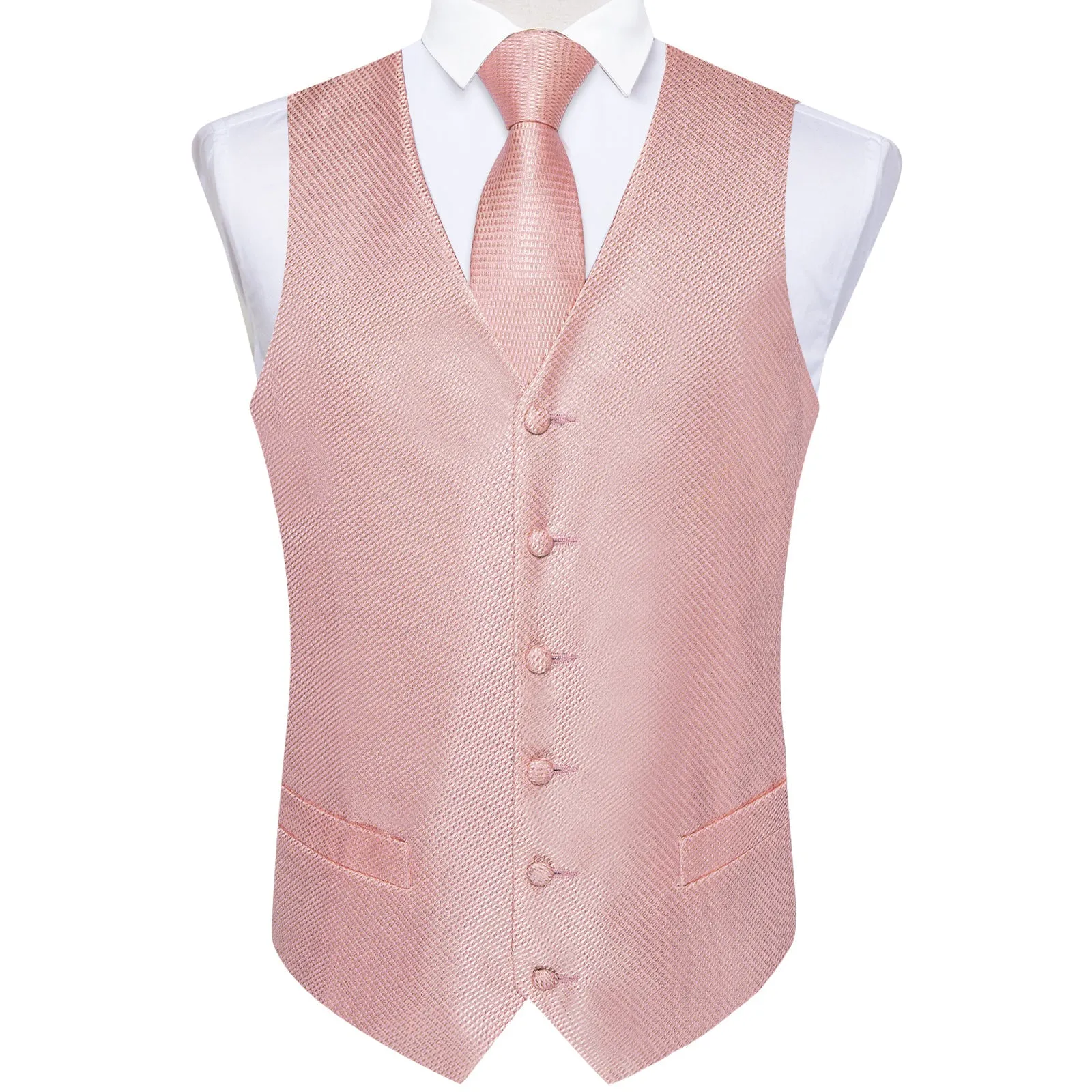 Ties2you Pink Vest for Mens Polka Dot Vest Tie Hanky Cufflinks Set Waistcoat Suit Set sold by Ties2You product image thumbnail 2