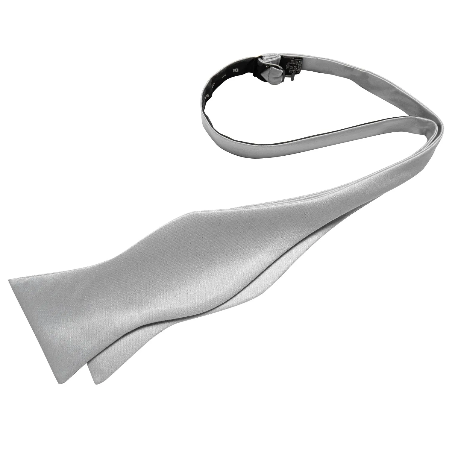 Light Grey Solid Self-tied Bow Tie Pocket Square Cufflinks Set sold by Ties2You product image thumbnail 4