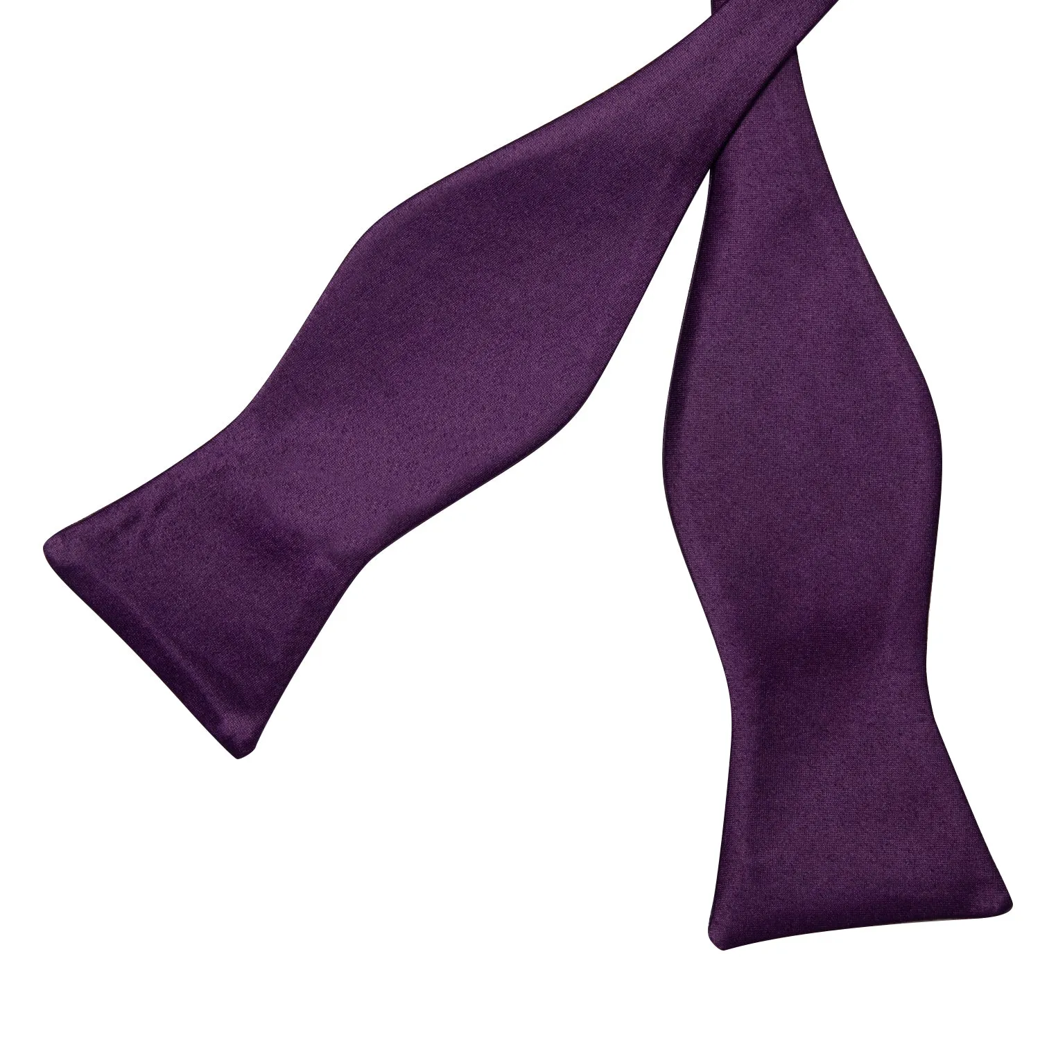 Ties2you Dark Purple Tie Men's Solid Self-Tied Silk Bow Tie Handkerchief Cufflinks Set sold by Ties2You product image thumbnail 3