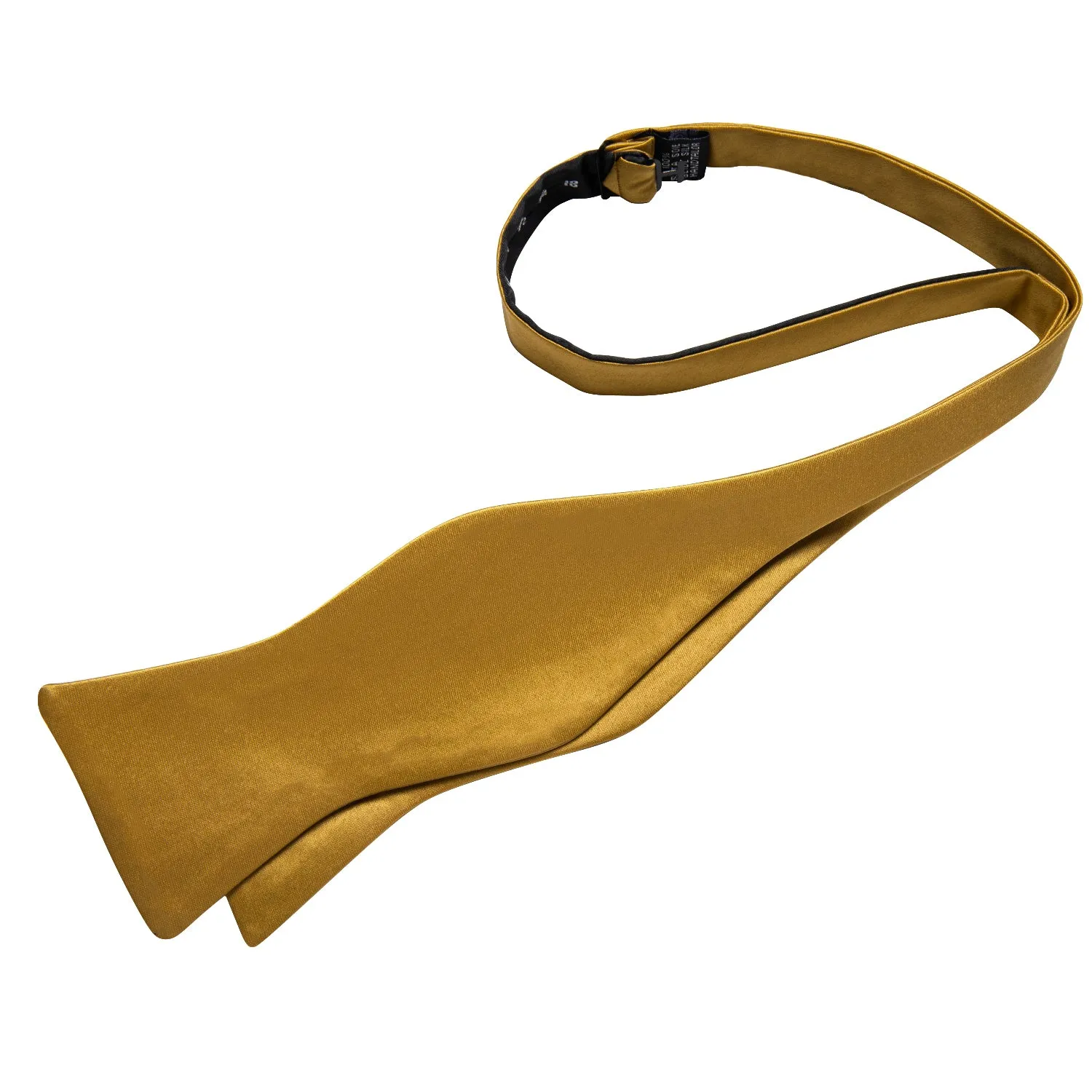 Golden Solid Self-tied Bow Tie Pocket Square Cufflinks Set sold by Ties2You product image thumbnail 4