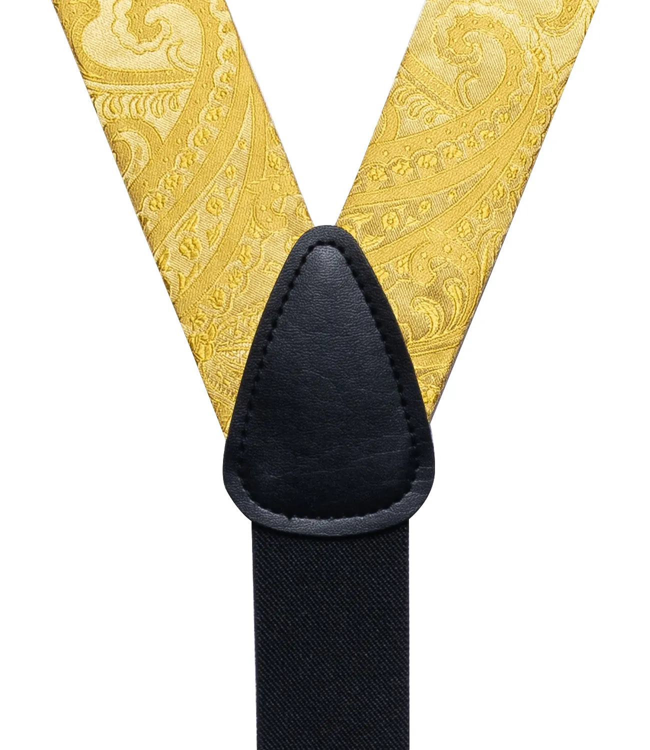 Light Yellow Paisley Brace Clip-on Men's Suspender with Bow Tie Set sold by Ties2You product image thumbnail 2