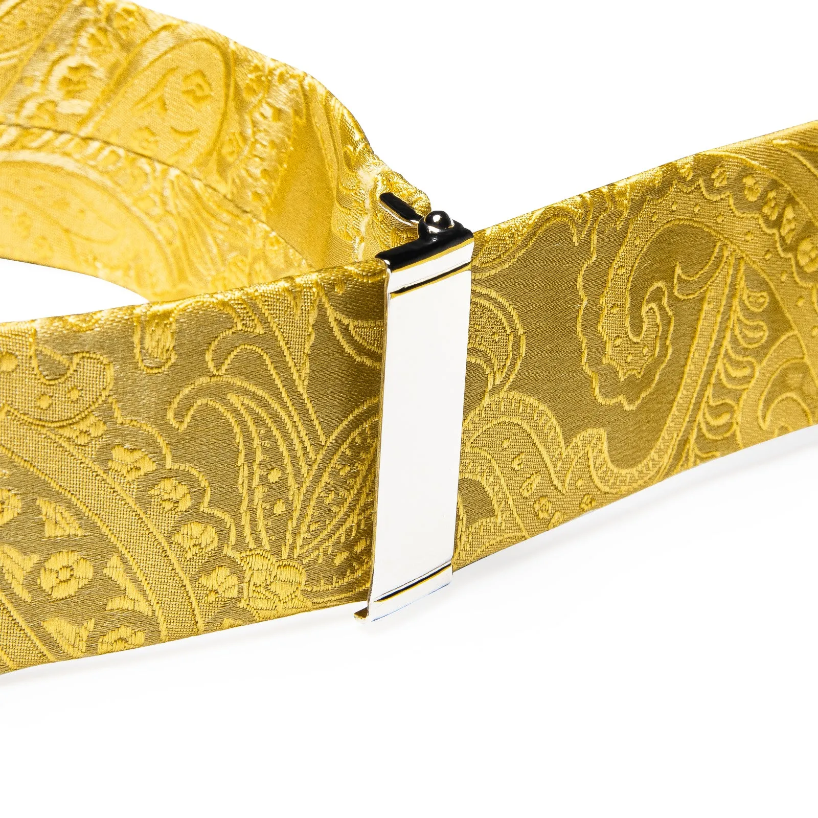 Light Yellow Paisley Brace Clip-on Men's Suspender with Bow Tie Set sold by Ties2You product image thumbnail 3