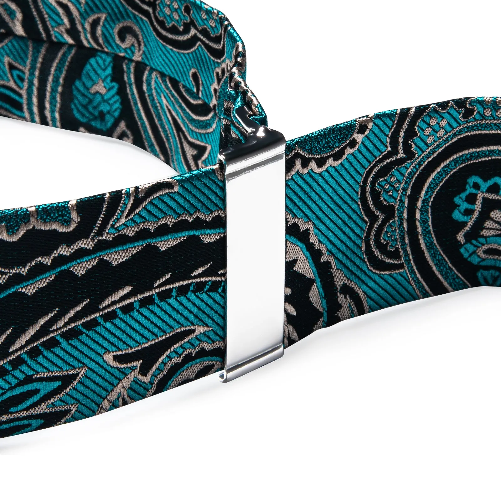 Lake Blue Black Paisley Y Back Brace Clip-on Men's Suspender with Bow Tie Set sold by Ties2You product image thumbnail 2