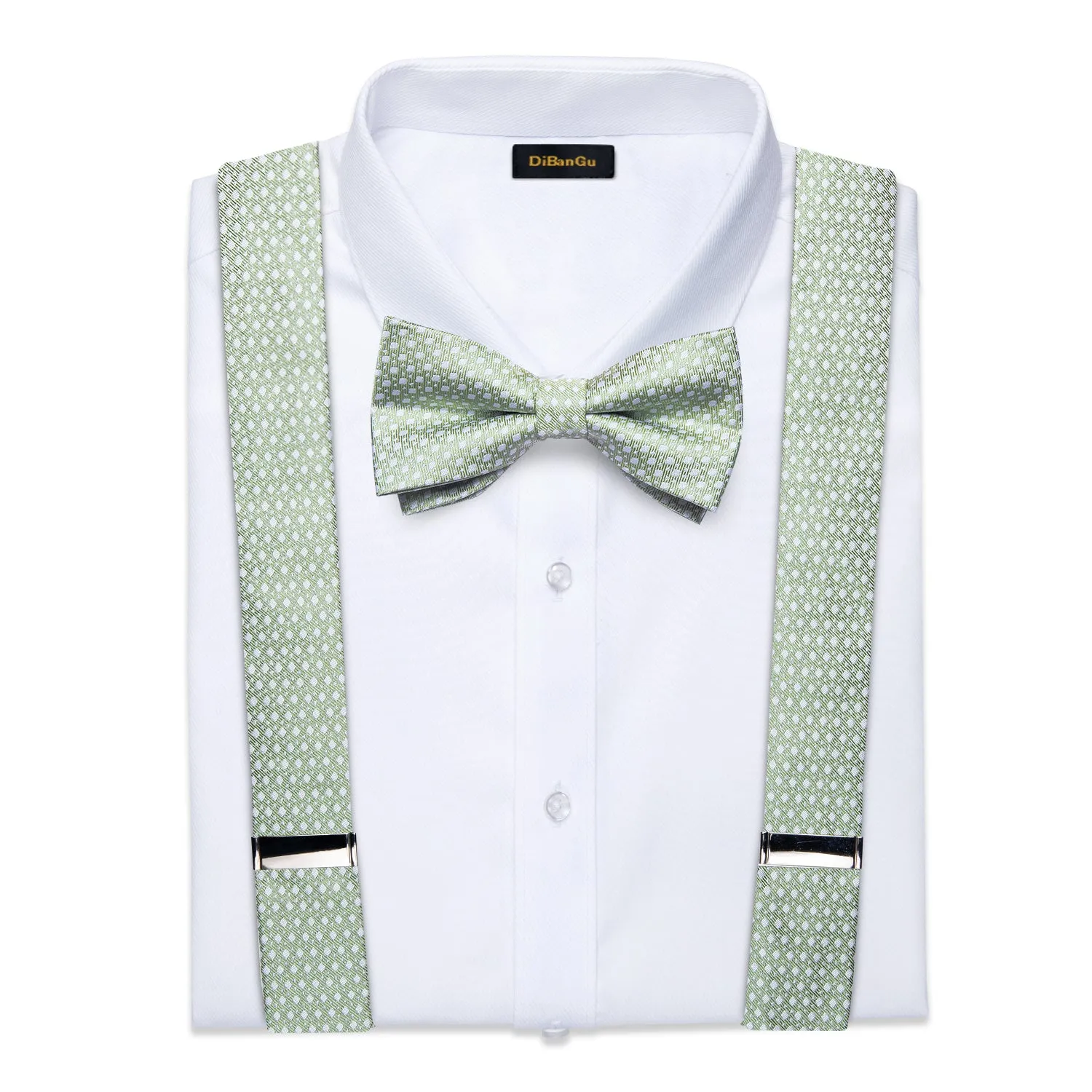 Fresh Green Polka Dot Y Back Brace Clip-on Men's Suspender with Bow Tie Set sold by Ties2You product image thumbnail 3